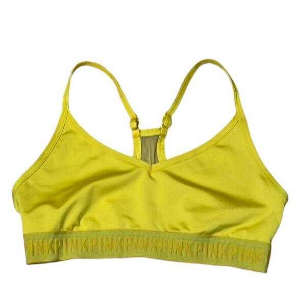VS Pink Ultimate Yellow Sports Bra, Medium - Picture 1 of 5